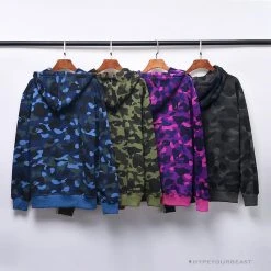 Hypeyourbeast Clothes BAPE X Bathing Ape Head Camouflage Hoodie 'GREEN'