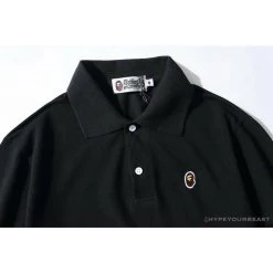 Hypeyourbeast BAPE Solid Color Versatile Embroidered Ape Head Small Badge Polo Shirt 'BLACK' Clothes