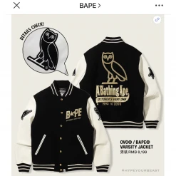 Hypeyourbeast BAPE OVO Patchwork Baseball Owl Jacket Clothes