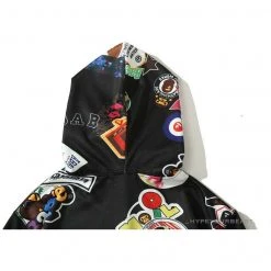 Hypeyourbeast Clothes BAPE Badge LOGO Sticker Style Stitching Hoodie