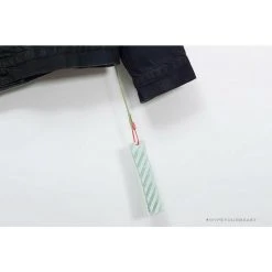 Hypeyourbeast OFF-WHITE Autumn And Winter New ️Back Blue Arrow Wash Denim Jacket Hoodies & Jackets