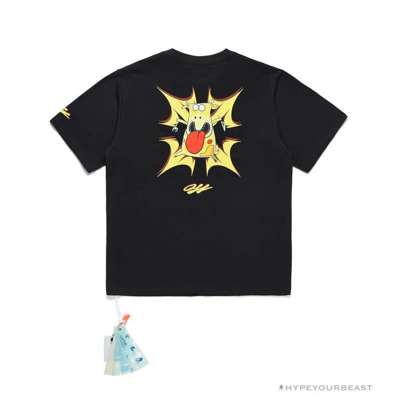Hypeyourbeast OFF-WHITE Dimensional Arrow Angry Calf Tee Shirt 'BLACK' 3 Hypeyourbeast OFF-WHITE Dimensional Arrow Angry Calf Tee Shirt 'BLACK'