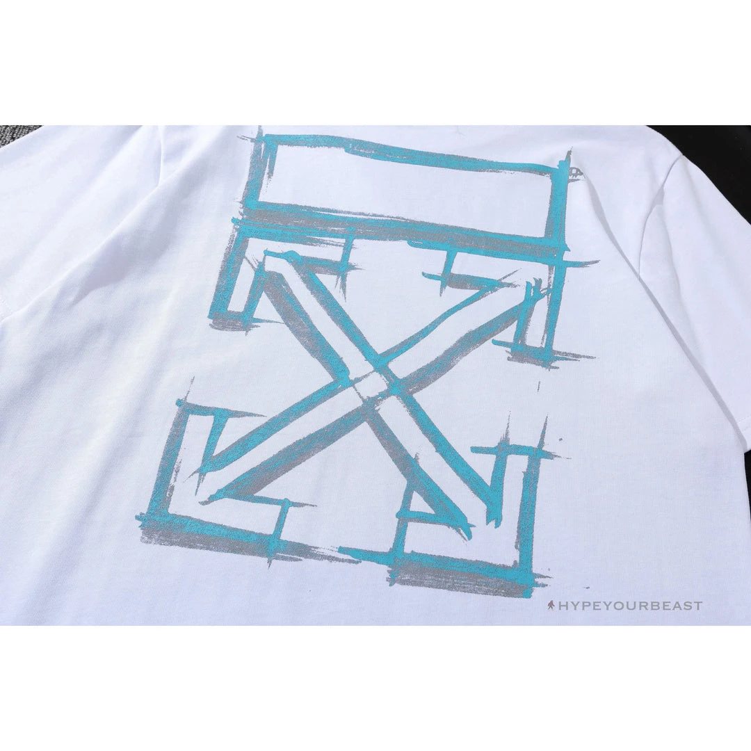 Hypeyourbeast OFF-WHITE Light Blue Marker Draw Pattern Tee Shirt 'WHITE' 6 Hypeyourbeast OFF-WHITE Light Blue Marker Draw Pattern Tee Shirt 'WHITE'