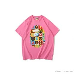 Hypeyourbeast Clothes BAPE Baby Milo Color Square Ape Head Tee Shirt 'PINK'