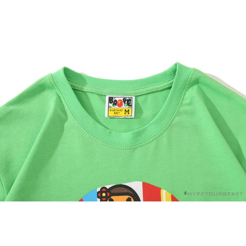 Hypeyourbeast Clothes BAPE Baby Milo Color Square Ape Head Tee Shirt 'GREEN' 3 Hypeyourbeast Clothes BAPE Baby Milo Color Square Ape Head Tee Shirt 'GREEN'