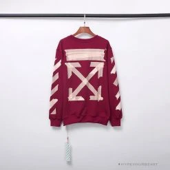 Hypeyourbeast OFF-WHITE Rubber Strip Arrow Hoodie 'WINE RED'