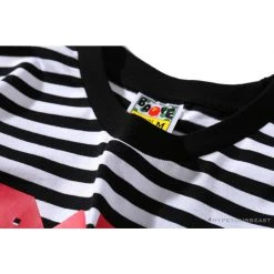 Hypeyourbeast BAPE Baby Milo Rock Bass Player Striped Tee Shirt 'BLACK' Clothes