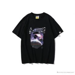 Hypeyourbeast Clothes BAPE Universe Solar System Ape Man Head Tee Shirt 'BLACK'