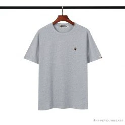Hypeyourbeast BAPE Classic Embroidered Logo Ape Head Tee Shirt 'GREY'