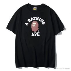 Hypeyourbeast BAPE Classic Basic Ape Man Head English LOGO Tee Shirt 'BLACK' Clothes