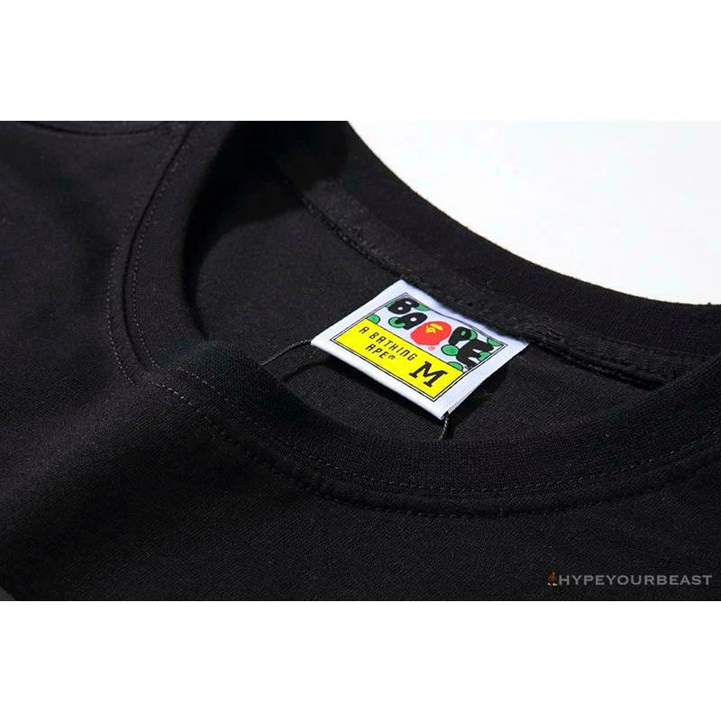 Hypeyourbeast BAPE Classic Basic Ape Man Head English LOGO Tee Shirt 'BLACK' Clothes 6 Hypeyourbeast BAPE Classic Basic Ape Man Head English LOGO Tee Shirt 'BLACK' Clothes