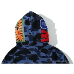 Hypeyourbeast Clothes BAPE Camo Hoodie Shark Head 'NAVY BLUE'