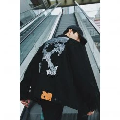 HypeYourBeast Off White Denim Black Jacket - Black Hoodies & Jackets