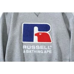 Hypeyourbeast BAPE X RUSSELL ATHLETIC Joint Pullover Long Sleeve Shirt 'GREY'