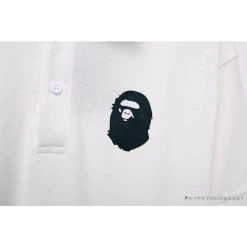 Hypeyourbeast Clothes BAPE Classic Ape Head Print Versatile Polo Shirt 'WHITE'