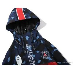 Hypeyourbeast Clothes BAPE X PSG Paris Saint-Germain Camouflage Blue-Red Hoodie