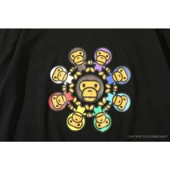 Hypeyourbeast BAPE Baby Milo Ring Colorful Kaleidoscope Tee Shirt 'BLACK' Clothes