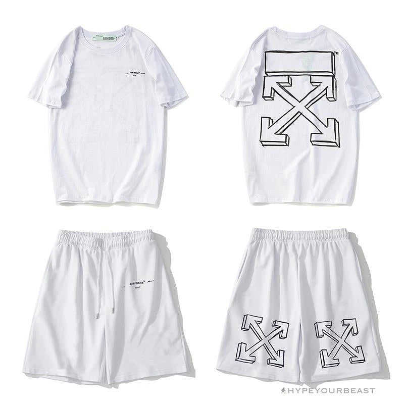 Hypeyourbeast OFF-WHITE Dimensional Sketch Shorts 'WHITE' Pants 8 Hypeyourbeast OFF-WHITE Dimensional Sketch Shorts 'WHITE' Pants