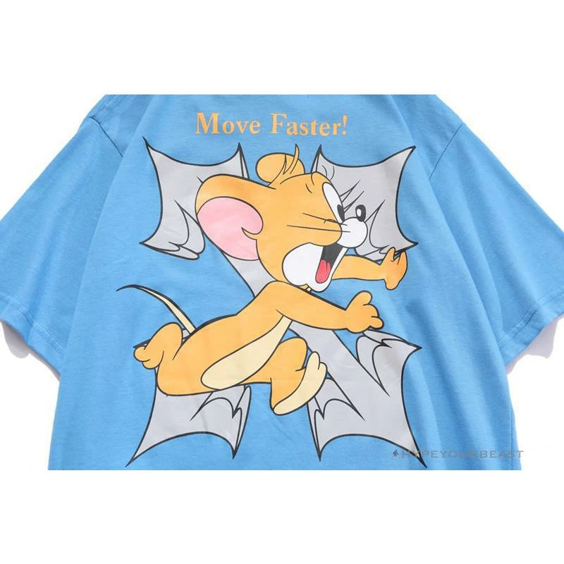 Hypeyourbeast OFF-WHITE Jerry Move Faster Tee Shirt 'BLUE' 7 Hypeyourbeast OFF-WHITE Jerry Move Faster Tee Shirt 'BLUE'