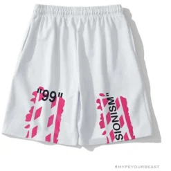 Hypeyourbeast OFF-WHITE 99 X Pink Arrow Shorts 'WHITE' Pants
