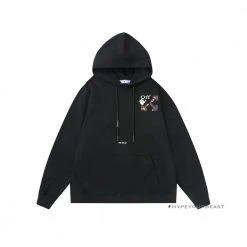HypeYourBeast Off White Hoodie Jabba Flower - Black Hoodies & Jackets