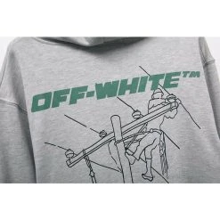 Hypeyourbeast Hoodies & Jackets OFF-WHITE Hand-Painted Utility Pole Worker Hoodie 'GREY'