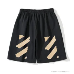 Hypeyourbeast Pants OFF-WHITE Explosive Strip Basic Arrow Shorts 'BLACK'