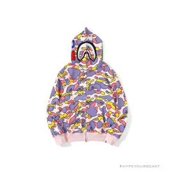 Hypeyourbeast BAPE Shark Head STA Star Camouflage Hoodie 'PINK'