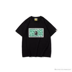 Hypeyourbeast Clothes BAPE Spoof Dollar Bill Tee Shirt 'BLACK'