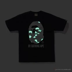 Hypeyourbeast Clothes BAPE Luminous Spots Camouflage Great Ape Man Black Head Cotton Short Sleeve Tee Shirt 'BLACK'