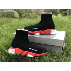 Hypeyourbeast BCG Sock Sneakers Clear Sole Black / Red