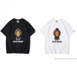 Hypeyourbeast BAPE Baby Milo Blue Shark Hat Little Monkey Tee Shirt 'WHITE'