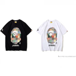 Hypeyourbeast Clothes BAPE Ape Man Head 28th Anniversary Camouflage Color Block Tee 'WHITE'