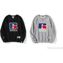 Hypeyourbeast BAPE X RUSSELL ATHLETIC Joint Pullover Long Sleeve Shirt 'BLACK'