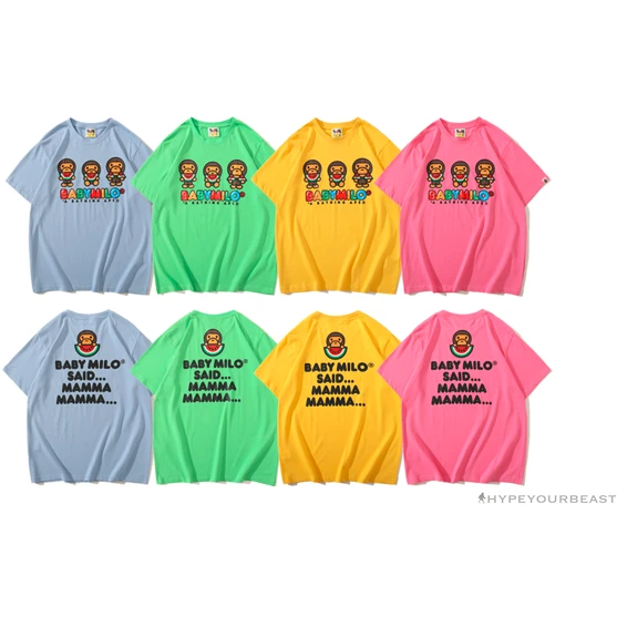 Hypeyourbeast Clothes BAPE Baby Milo Watermelon Little Monkey Tee Shirt 'BLUE' 9 Hypeyourbeast Clothes BAPE Baby Milo Watermelon Little Monkey Tee Shirt 'BLUE'