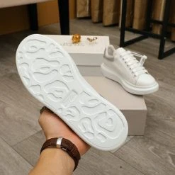 Hypeyourbeast Alexander McQueen White / Grey Suede Heel Lace Up Sneakers