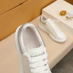 Hypeyourbeast Alexander McQueen White / Grey Suede Heel Lace Up Sneakers