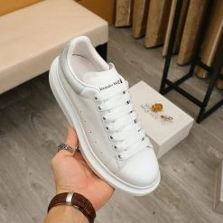 Hypeyourbeast Alexander McQueen White / Grey Suede Heel Lace Up Sneakers