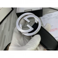 Hypeyourbeast Belts GG Men's Black Belt Silver Buckle