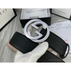 Hypeyourbeast Belts GG Men's Black Belt Silver Buckle