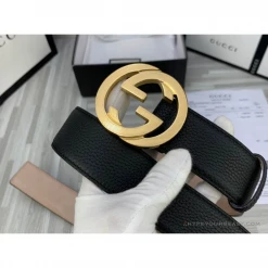 Hypeyourbeast Belts GG Men's Black Belt Gold Buckle