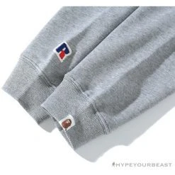 Hypeyourbeast BAPE X RUSSELL ATHLETIC Joint Pullover Long Sleeve Shirt 'GREY'