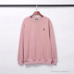 Hypeyourbeast BAPE Classic Ape Head Embroidered Long Sleeve Shirt 'PINK' Clothes