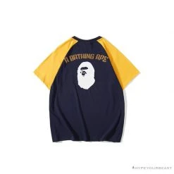 Hypeyourbeast Clothes BAPE Japanese Ninja Ape Man Raglan Sleeve Color Block Tee Shirt 'YELLOW'