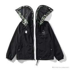 Hypeyourbeast BAPE X FCRB Joint Double Zip Camouflage Hoodie 'BLACK' Clothes