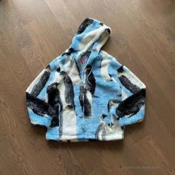 HypeYourBeast Supreme Penguins Hooded Fleece Jacket Blue Hoodies & Jackets