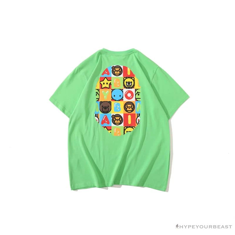 Hypeyourbeast Clothes BAPE Baby Milo Color Square Ape Head Tee Shirt 'GREEN' 2 Hypeyourbeast Clothes BAPE Baby Milo Color Square Ape Head Tee Shirt 'GREEN'