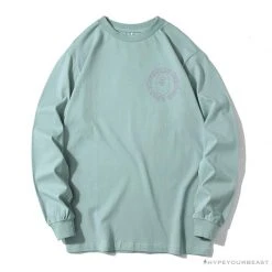 Hypeyourbeast BAPE APES TOGETHER English Alphabet Ape Head Long Sleeve Shirt 'MINT GREEN' Clothes