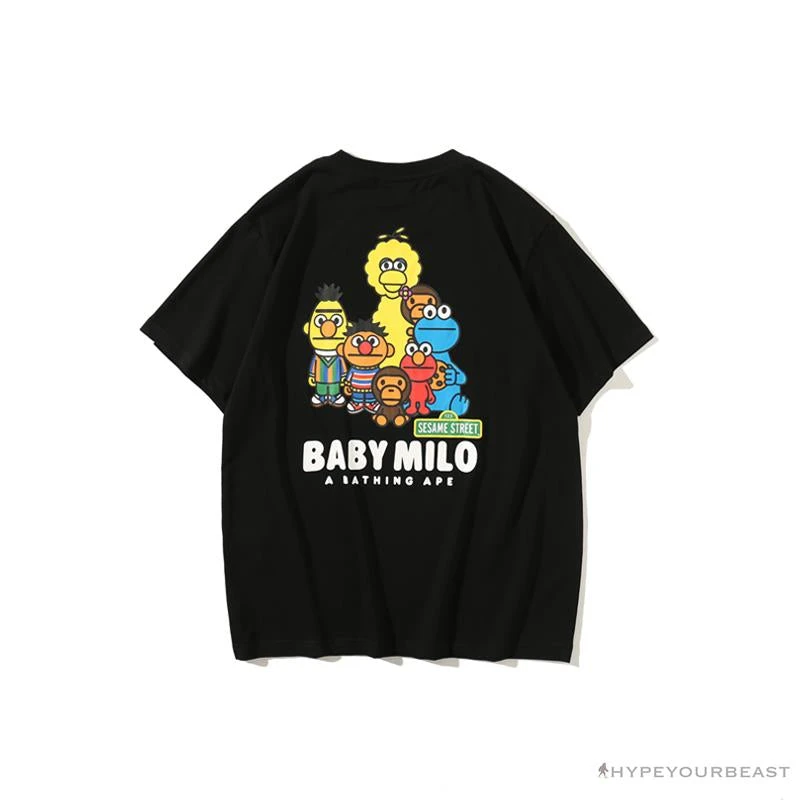 Hypeyourbeast BAPE Baby Milo Sesame Street Plain Tee Shirt 'BLACK' 2 Hypeyourbeast BAPE Baby Milo Sesame Street Plain Tee Shirt 'BLACK'