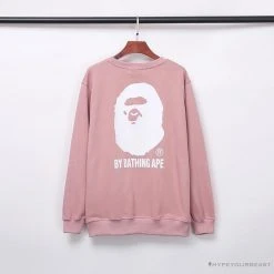 Hypeyourbeast BAPE Behind The Great Ape-Man Head Long Sleeve Shirt 'PINK' Clothes